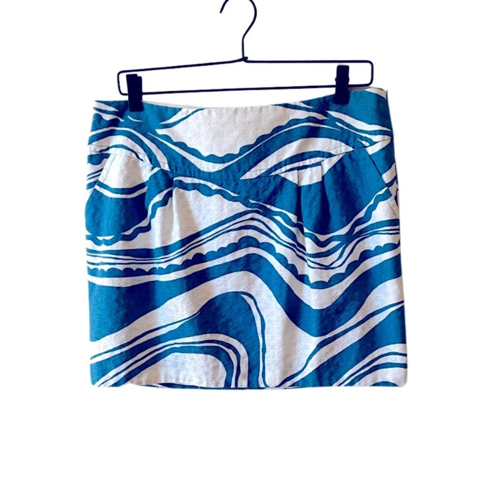 Trina Turk Blue Swirl Print A-Line Skirt Size 12